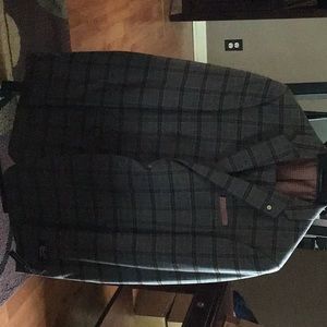 Men’s Original Penguin 42L/35W Grey/Black Plaid dress suit. New with tags.